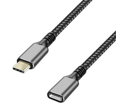 Rallonge USB3.2 (10 Gbit/s) Type-C M/F, PD, alu, 2m