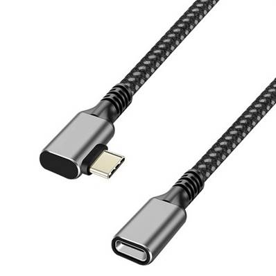 Rallonge USB3.2 (10Gbit/s) Type-C M coudé 90°/F, PD, alu, 2.00m