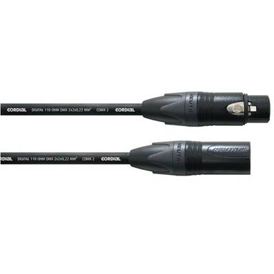 Cordon DMX 2 paires 0.22mm² XLR 5 pts noires M/F NEUTRIK - 3m