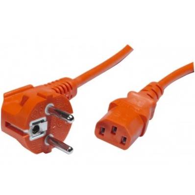 Cordon secteur HO5VVF 3x0.75mm² CEE7/7 coudé / IEC C13 orange 1.8m