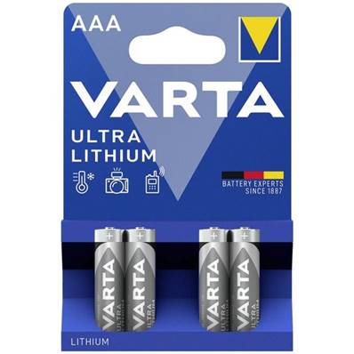 Pile lithium Varta FR03/AAA 1.5V - blister de 4