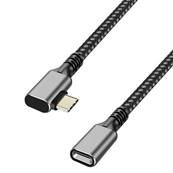 Rallonge USB3.2 (10Gbit/s) Type-C M coudé 90°/F, PD, alu, 2.00m