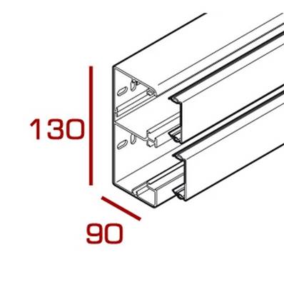 Goulotte blanche 130 x 55, clipsage 45x45, 2m