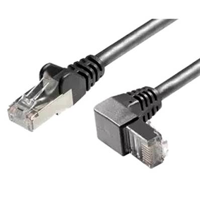 Cordon RJ45 CAT6a S/FTP coudé Bas / Normal - noir 2.0m