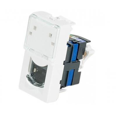 Demi-Plastron Legrand Mosaic 22.5x45 RJ45 cat.6 FTP autodénudants