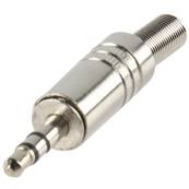 Fiche jack mâle stéréo droite 3.5 mm en métal avec ressort