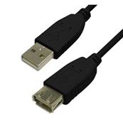 Rallonge USB 2.0 Highspeed (480 Mbps) type A M/F noire- 0.4m