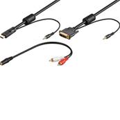 Cordon HDMI DVI mâle/mâle +déport jack 3.5 de 0.2m -5m