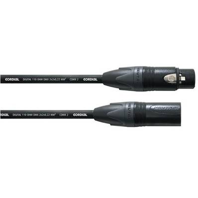 Cordon DMX 2 paires 0.22mm² XLR 5 pts noires M/F NEUTRIK - 20m