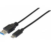 Cordon USB 3.1 Gen1 (5 Gbps) type A vers C mâle/mâle noir - 1m