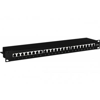 Panneau de brassage 19" 1U RJ45 cat.5e STP 24 ports noir