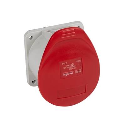 Socle secteur droit femelle CEE17 -32A - 3P+N+T -400V -IP44