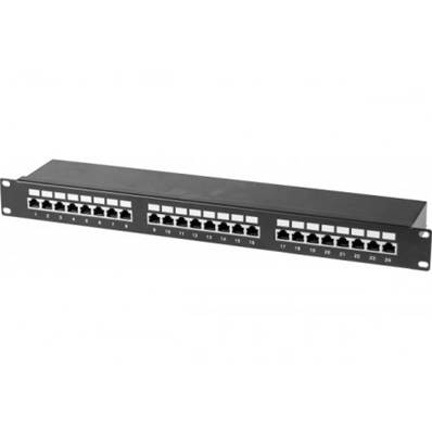 Panneau de brassage éco 19'' 1U RJ45 cat.6 STP 24 ports noir