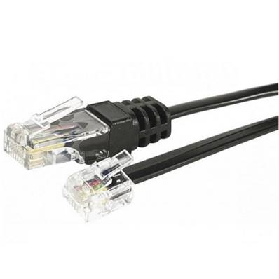 Cordon téléphonique RJ11/RJ45 méplat noir 1m