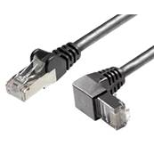 Cordon RJ45 CAT6a S/FTP coudé Bas / Normal - noir 3.0m