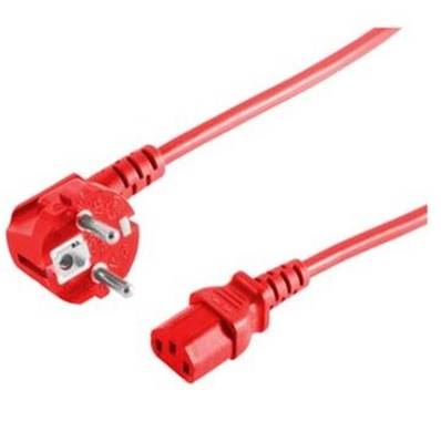 Cordon rouge 3x0.75mm² 220V-10A-2P+T mâle coudé vers C13 fem 3m