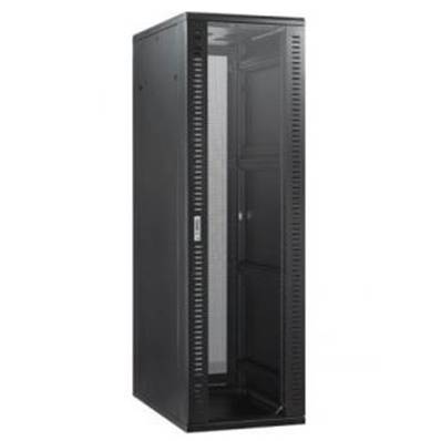 Baie serveur 19" 42U 600x900 noire porte AV verre/porte AR perforée